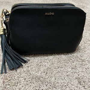 Aldo small cross/ shoulder black bag. Used once for a wedding. $ 18.00.